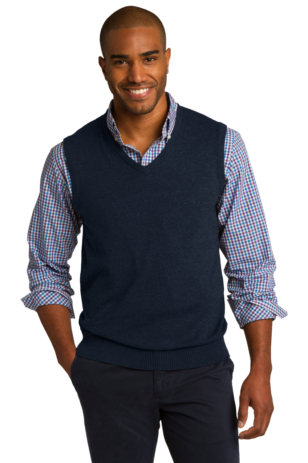 Navy v neck sweater hotsell