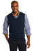 Port Authority SW286 Mens V-Neck Sweater Vest Navy Blue Model Front