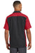 Red Kap SY20 Mens Crew Moisture Wicking Short Sleeve Button Down Shirt w/ Double Pockets Black/Red Model Back