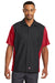 Red Kap SY20 Mens Crew Moisture Wicking Short Sleeve Button Down Shirt w/ Double Pockets Black/Red Model Front