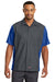 Red Kap SY20 Mens Crew Moisture Wicking Short Sleeve Button Down Shirt w/ Double Pockets Charcoal Grey/Royal Blue Model Front