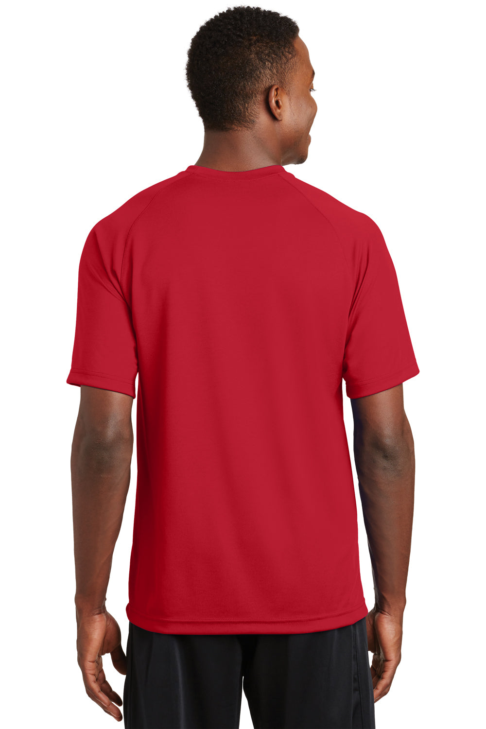 Sport-Tek T473 Mens Dry Zone Moisture Wicking Short Sleeve Crewneck T-Shirt True Red Model Back