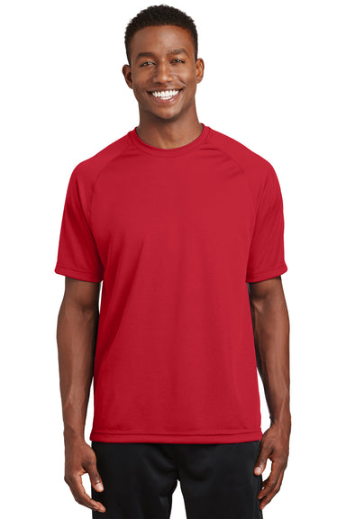 Sport-Tek T473 Mens Dry Zone Moisture Wicking Short Sleeve Crewneck T-Shirt True Red Model Front