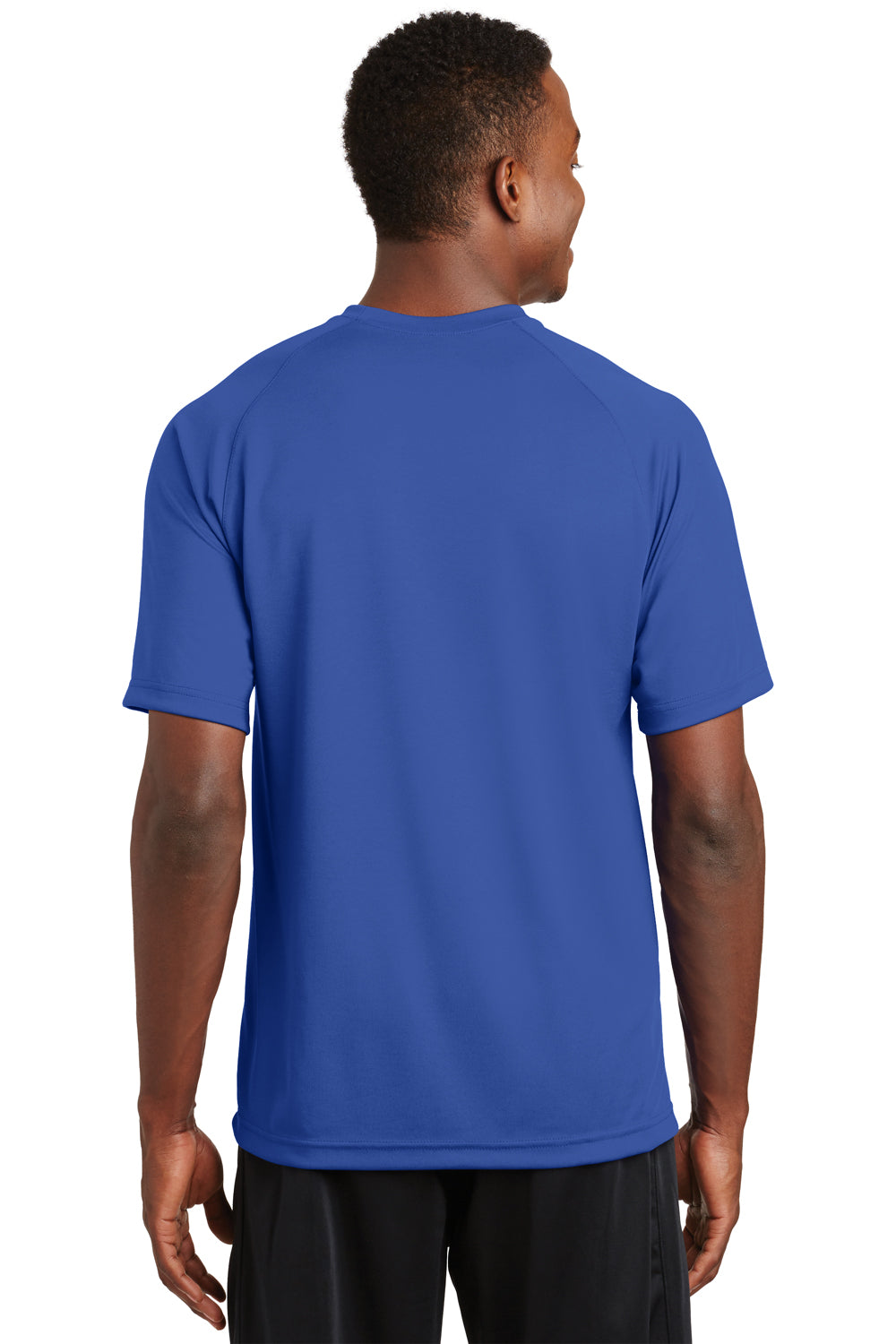 Sport-Tek T473 Mens Dry Zone Moisture Wicking Short Sleeve Crewneck T-Shirt True Royal Blue Model Back