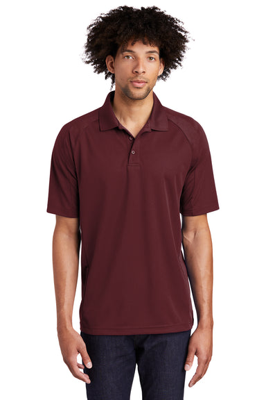 Sport-Tek T474 Mens Dri-Mesh Moisture Wicking Short Sleeve Polo Shirt Maroon Model Front