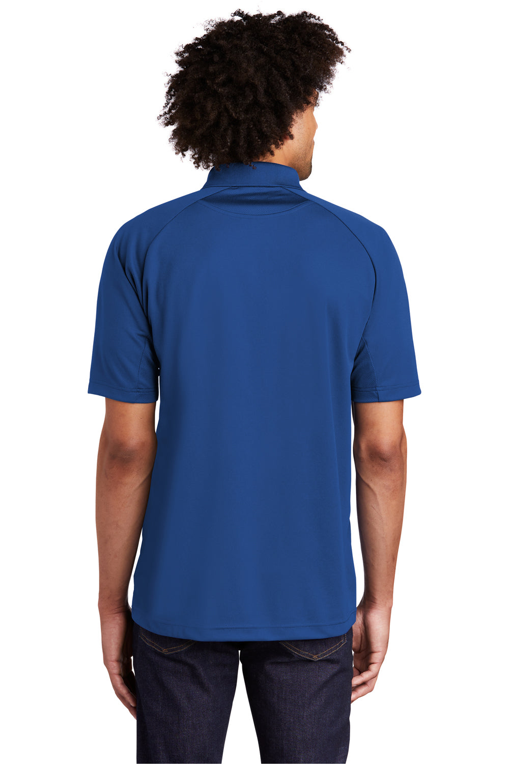 Sport-Tek T474 Mens Dri-Mesh Moisture Wicking Short Sleeve Polo Shirt Royal Blue Model Back