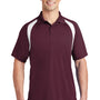 Sport-Tek Mens Dry Zone Moisture Wicking Short Sleeve Polo Shirt - Maroon/White