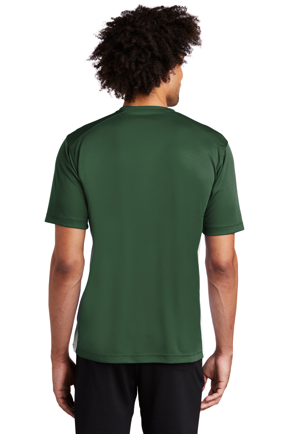 Sport-Tek T478 Mens Dry Zone Moisture Wicking Short Sleeve Crewneck T-Shirt Forest Green/White Model Back