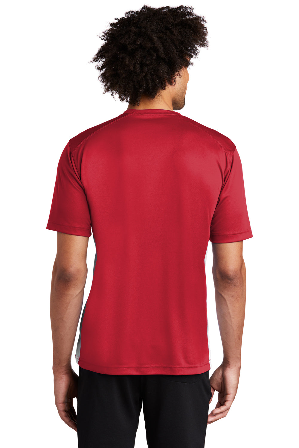 Sport-Tek T478 Mens Dry Zone Moisture Wicking Short Sleeve Crewneck T-Shirt True Red/White Model Back