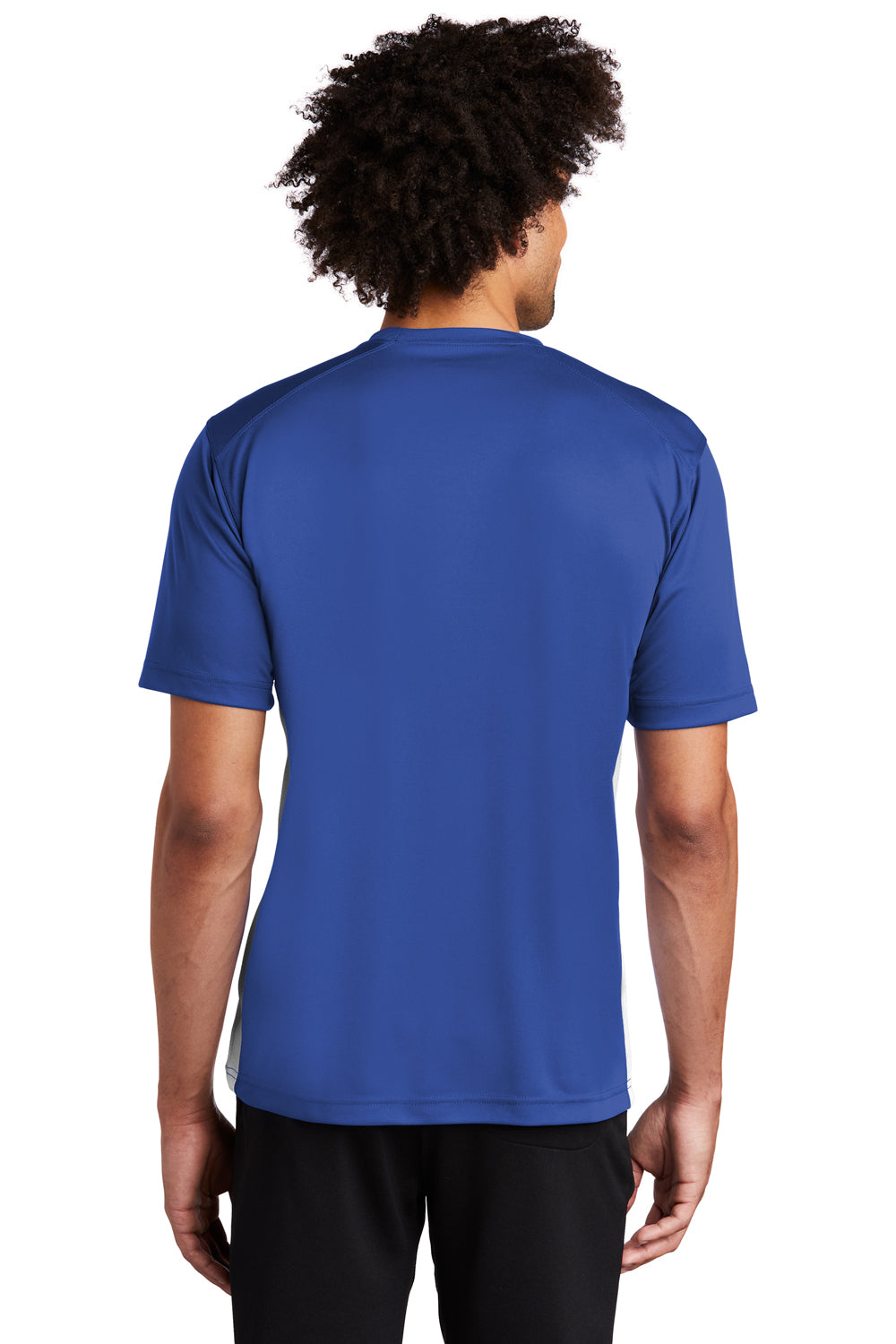 Sport-Tek T478 Mens Dry Zone Moisture Wicking Short Sleeve Crewneck T-Shirt True Royal Blue/White Model Back