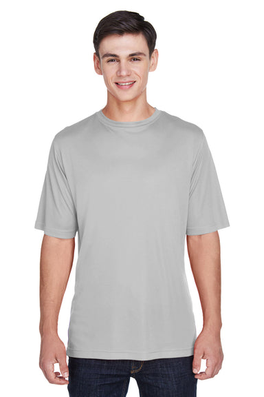 Team 365 TT11 Mens Zone Performance Moisture Wicking Short Sleeve Crewneck T-Shirt Silver Grey Model Front