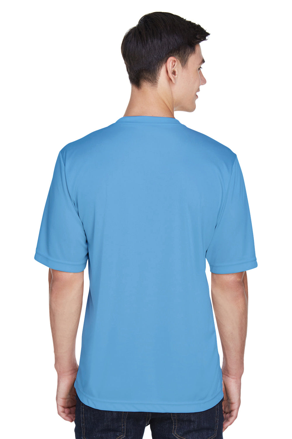 Team 365 TT11 Mens Zone Performance Moisture Wicking Short Sleeve Crewneck T-Shirt Light Blue Model Back