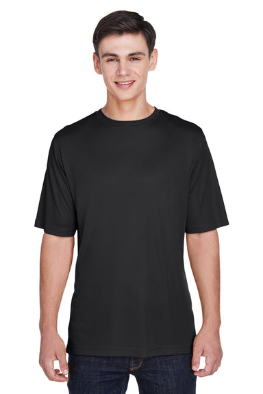 Team 365 TT11 Mens Zone Performance Moisture Wicking Short Sleeve Crewneck T-Shirt Black Model Front