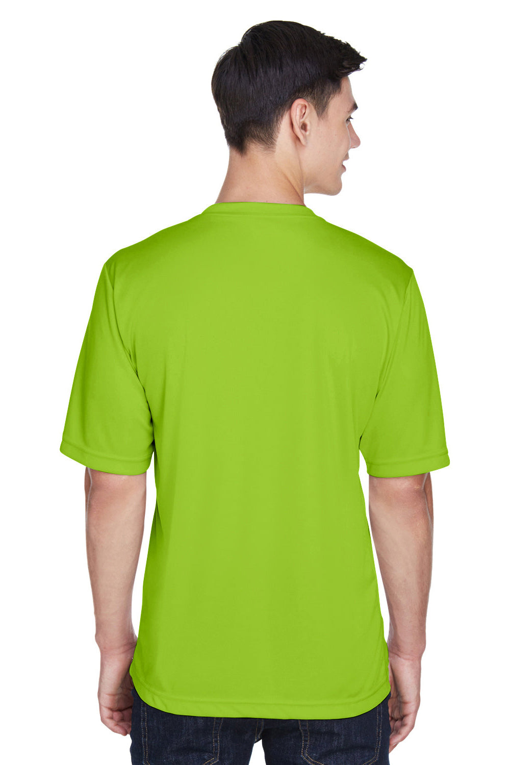 Team 365 TT11 Mens Zone Performance Moisture Wicking Short Sleeve Crewneck T-Shirt Acid Green Model Back