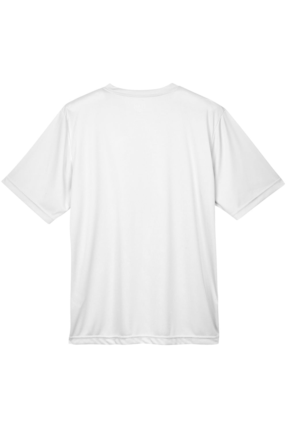 Team 365 TT11 Mens Zone Performance Moisture Wicking Short Sleeve Crewneck T-Shirt White Flat Back