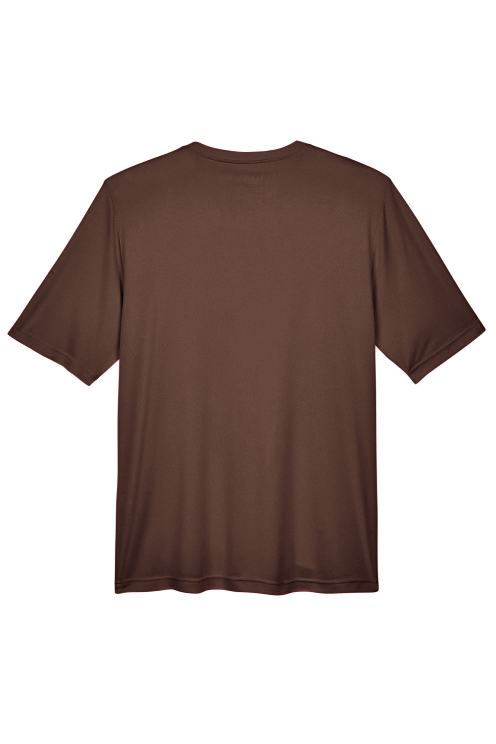 Team 365 TT11 Mens Zone Performance Moisture Wicking Short Sleeve Crewneck T-Shirt Dark Brown Flat Back