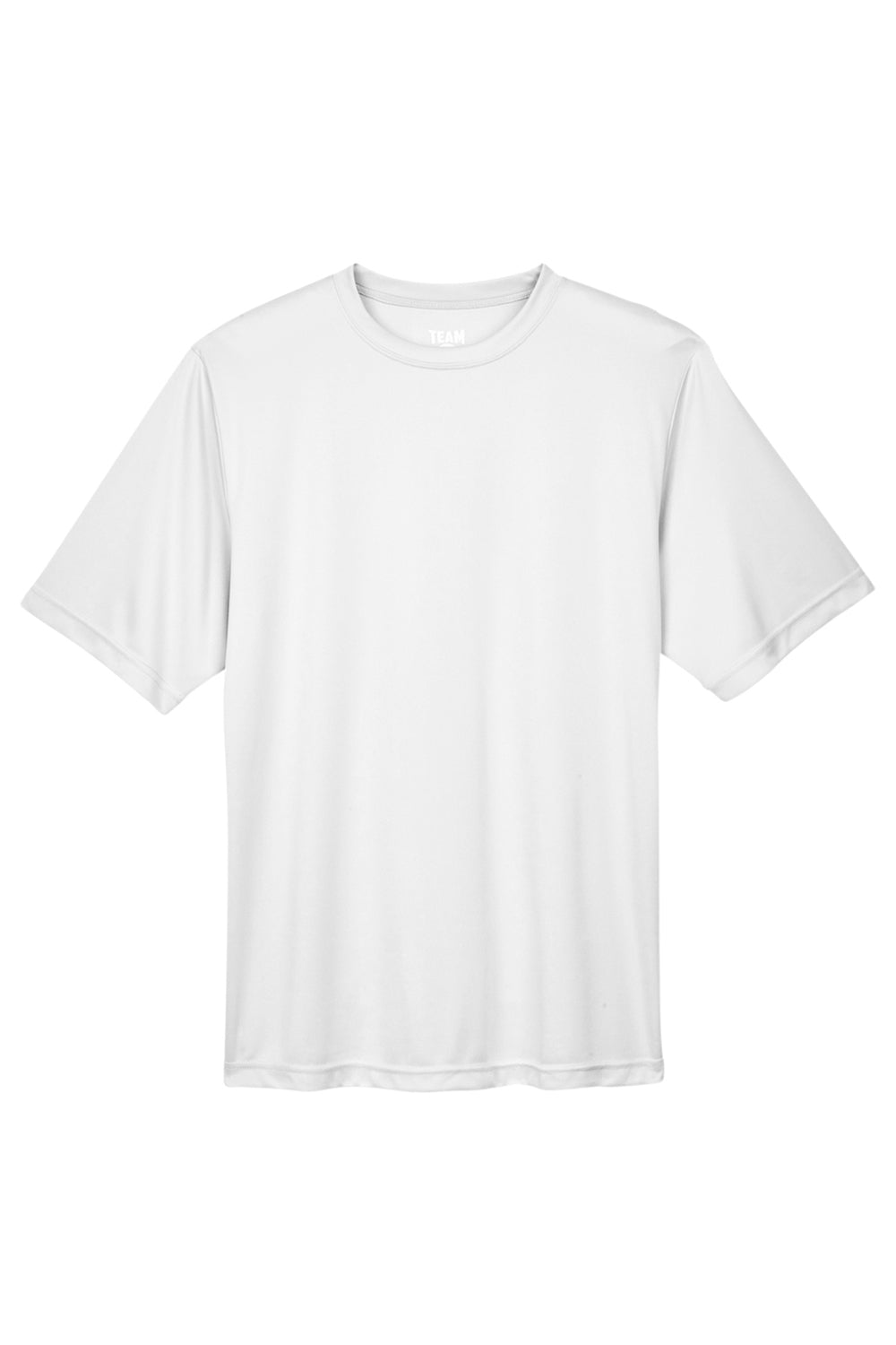 Team 365 TT11 Mens Zone Performance Moisture Wicking Short Sleeve Crewneck T-Shirt White Flat Front