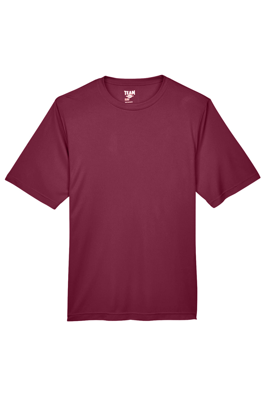 Team 365 TT11 Mens Zone Performance Moisture Wicking Short Sleeve Crewneck T-Shirt Maroon Flat Front