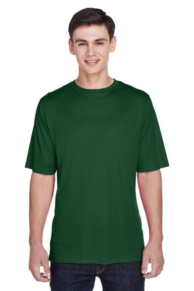 Team 365 TT11 Mens Zone Performance Moisture Wicking Short Sleeve Crewneck T-Shirt Dark Green Model Front