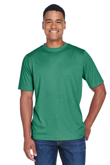 Team 365 TT11H Mens Sonic Performance Heather Moisture Wicking Short Sleeve Crewneck T-Shirt Heather Forest Green Model Front