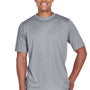 Team 365 Mens Sonic Performance Heather Moisture Wicking Short Sleeve Crewneck T-Shirt - Heather Grey