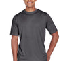 Team 365 Mens Sonic Performance Heather Moisture Wicking Short Sleeve Crewneck T-Shirt - Heather Dark Grey