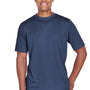 Team 365 Mens Sonic Performance Heather Moisture Wicking Short Sleeve Crewneck T-Shirt - Heather Dark Navy Blue