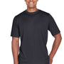 Team 365 Mens Sonic Performance Heather Moisture Wicking Short Sleeve Crewneck T-Shirt - Heather Black