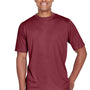 Team 365 Mens Sonic Performance Heather Moisture Wicking Short Sleeve Crewneck T-Shirt - Heather Maroon