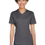 Team 365 Womens Sonic Performance Heather Moisture Wicking Short Sleeve V-Neck T-Shirt - Heather Dark Grey