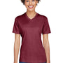 Team 365 Womens Sonic Performance Heather Moisture Wicking Short Sleeve V-Neck T-Shirt - Heather Maroon