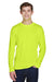 Team 365 TT11L Mens Zone Performance Moisture Wicking Long Sleeve Crewneck T-Shirt Safety Yellow Model Front