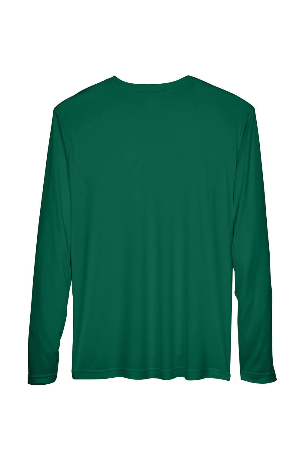 Team 365 TT11L Mens Zone Performance Moisture Wicking Long Sleeve Crewneck T-Shirt Forest Green Flat Back