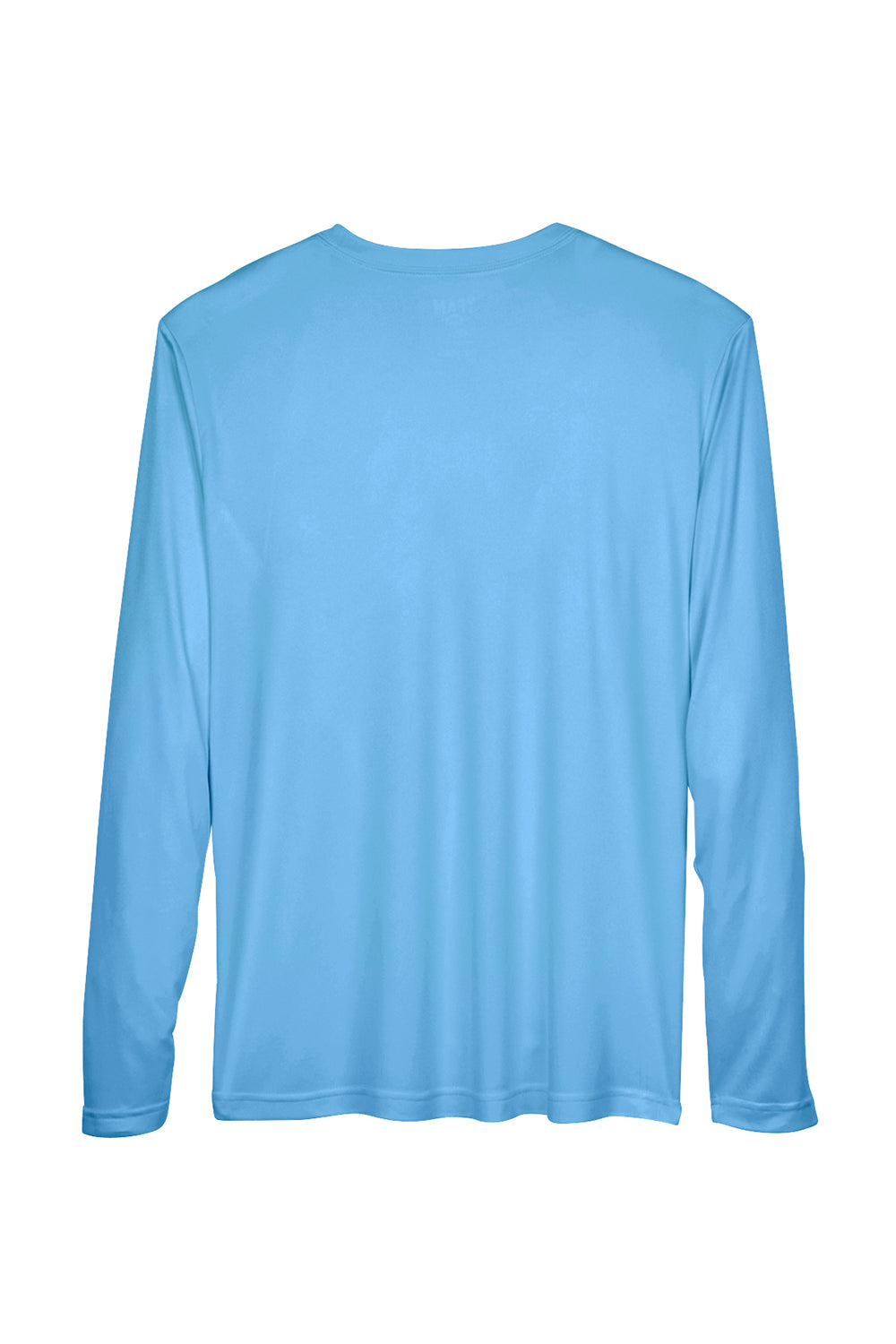 Team 365 TT11L Mens Zone Performance Moisture Wicking Long Sleeve Crewneck T-Shirt Light Blue Flat Back