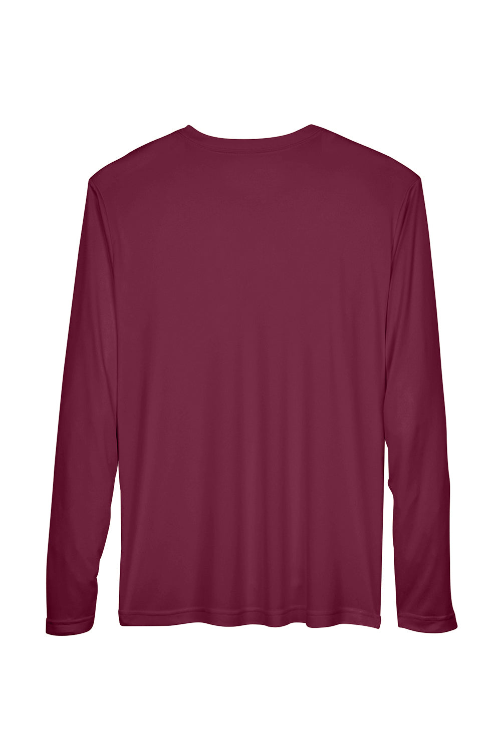 Team 365 TT11L Mens Zone Performance Moisture Wicking Long Sleeve Crewneck T-Shirt Maroon Flat Back