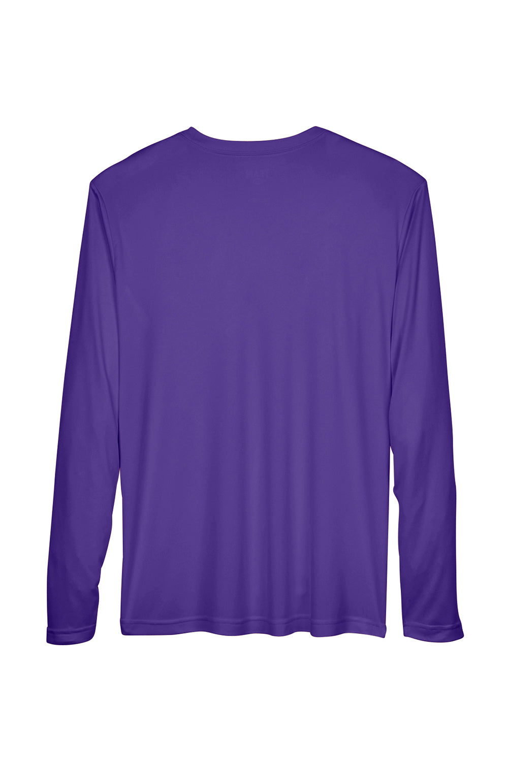 Team 365 TT11L Mens Zone Performance Moisture Wicking Long Sleeve Crewneck T-Shirt Purple Flat Back