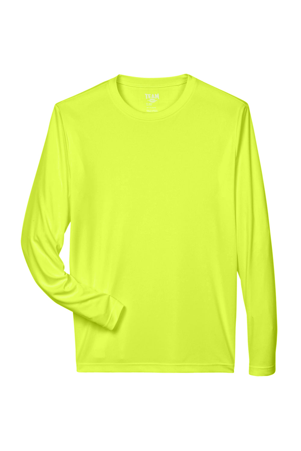 Team 365 TT11L Mens Zone Performance Moisture Wicking Long Sleeve Crewneck T-Shirt Safety Yellow Flat Front