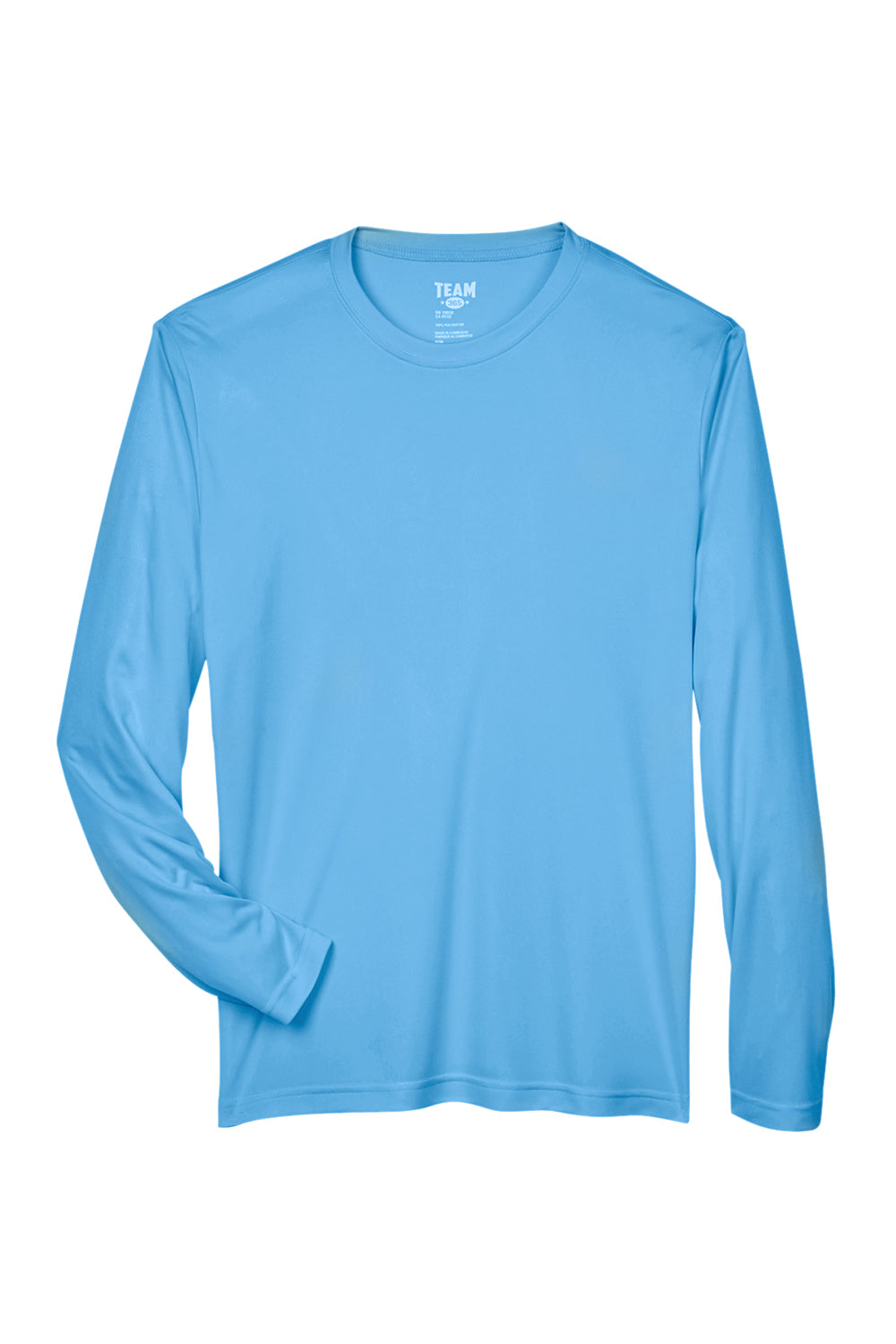 Team 365 TT11L Mens Zone Performance Moisture Wicking Long Sleeve Crewneck T-Shirt Light Blue Flat Front