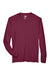 Team 365 TT11L Mens Zone Performance Moisture Wicking Long Sleeve Crewneck T-Shirt Maroon Flat Front