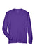 Team 365 TT11L Mens Zone Performance Moisture Wicking Long Sleeve Crewneck T-Shirt Purple Flat Front