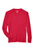 Team 365 TT11L Mens Zone Performance Moisture Wicking Long Sleeve Crewneck T-Shirt Red Flat Front