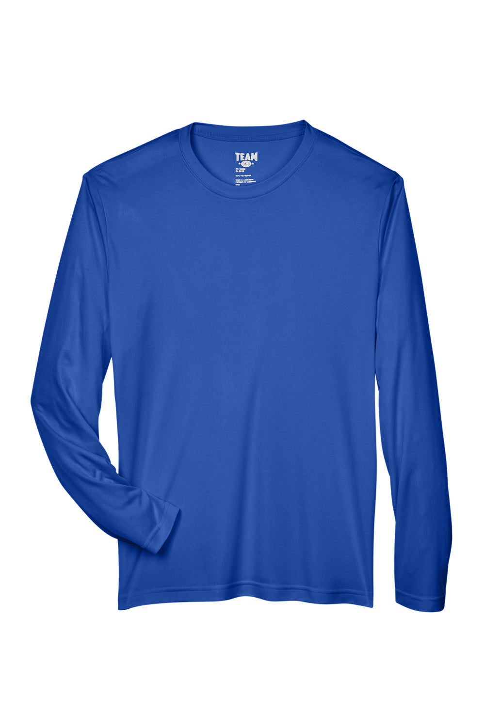 Team 365 TT11L Mens Zone Performance Moisture Wicking Long Sleeve Crewneck T-Shirt Royal Blue Flat Front