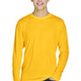 Team 365 Mens Zone Performance Moisture Wicking Long Sleeve Crewneck T-Shirt - Athletic Gold