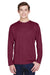 Team 365 TT11L Mens Zone Performance Moisture Wicking Long Sleeve Crewneck T-Shirt Maroon Model Front