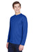 Team 365 TT11L Mens Zone Performance Moisture Wicking Long Sleeve Crewneck T-Shirt Royal Blue Model 3q