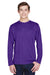 Team 365 TT11L Mens Zone Performance Moisture Wicking Long Sleeve Crewneck T-Shirt Purple Model Front