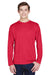 Team 365 TT11L Mens Zone Performance Moisture Wicking Long Sleeve Crewneck T-Shirt Red Model Front