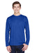 Team 365 TT11L Mens Zone Performance Moisture Wicking Long Sleeve Crewneck T-Shirt Royal Blue Model Front