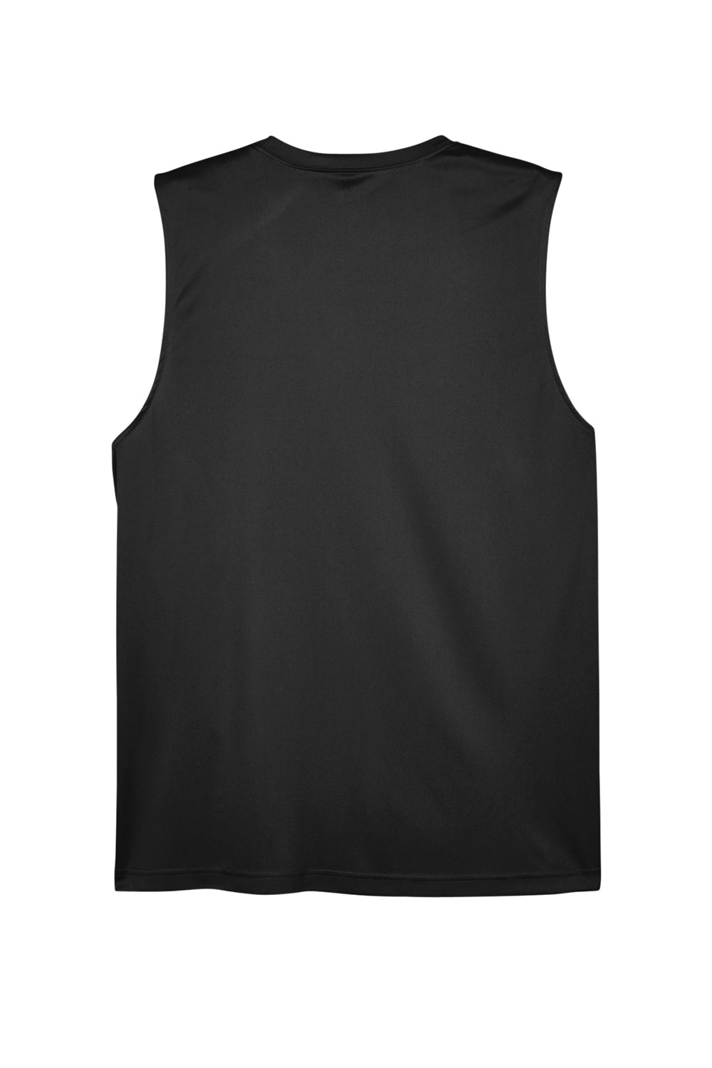 Team 365 TT11M Mens Zone Performance Muscle Moisture Wicking Tank Top Black Flat Back