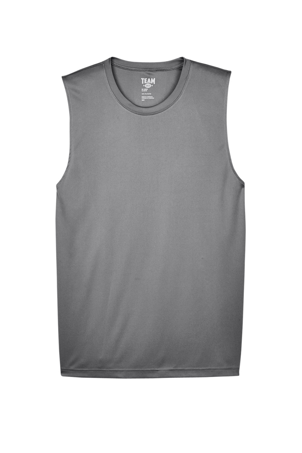 Team 365 TT11M Mens Zone Performance Muscle Moisture Wicking Tank Top Graphite Grey Flat Front